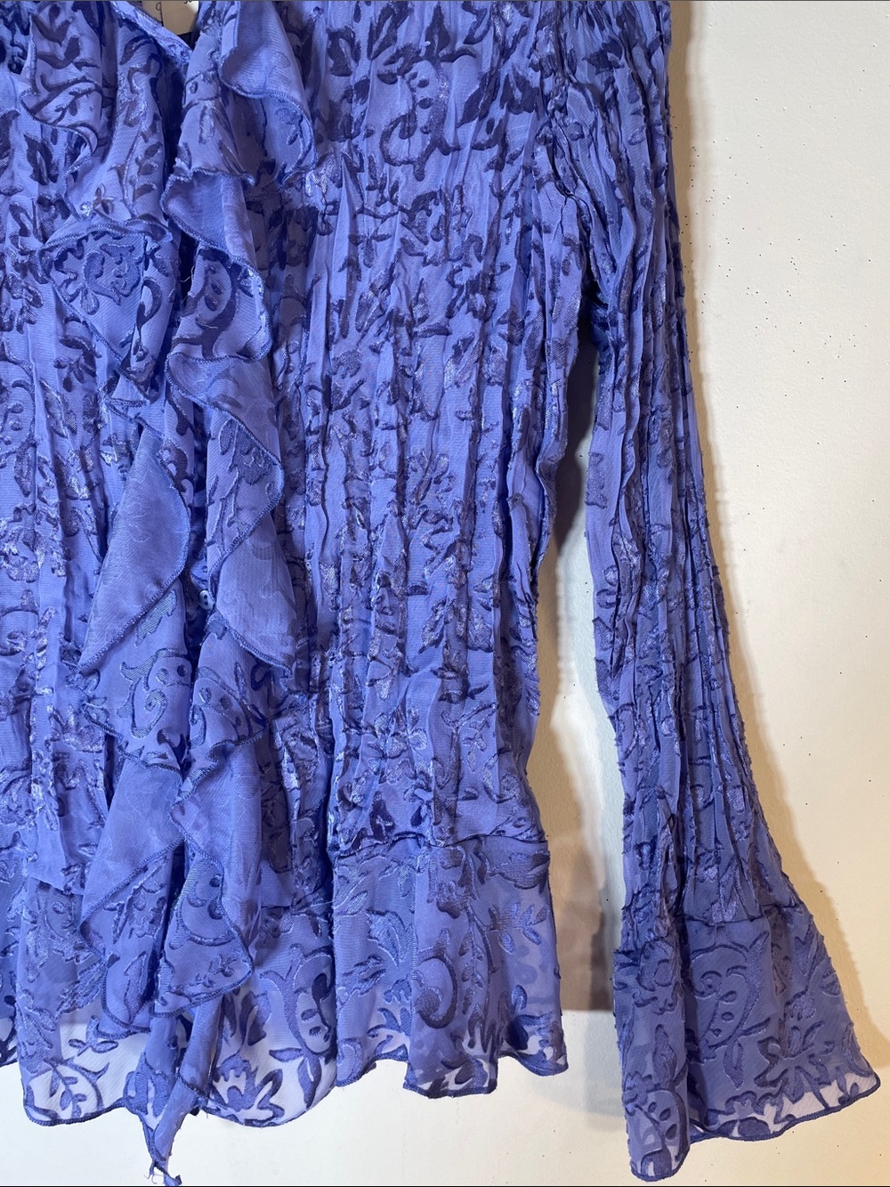 Coldwater Creek Lavender Ruffle Front Crinkled Blouse. XL. NWT. - Picture 6 of 11